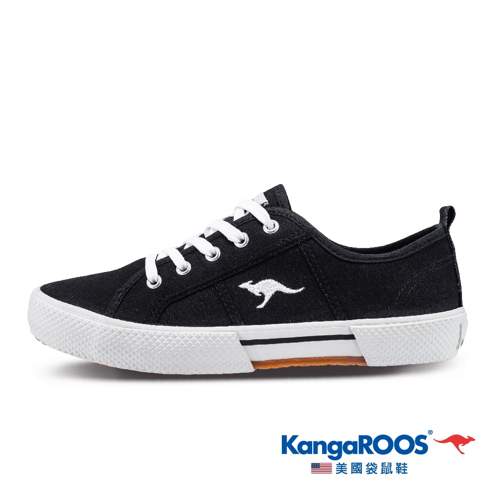 【KangaROOS 美國袋鼠鞋】女 RIPPERS LOW 帆布鞋(黑-KW11450)