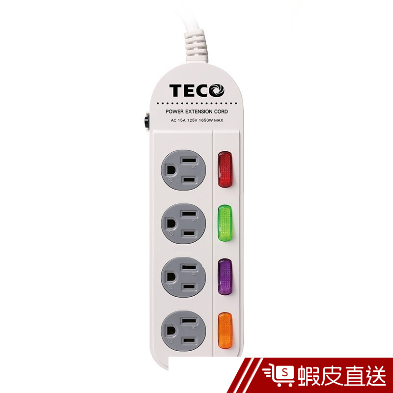 TECO東元、四開四插電源延長線 (180CM/270CM/360CM三種線長)、最新安規 