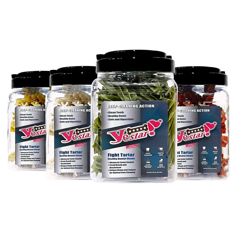 【蝦皮直營】Yestar 星型桶裝潔牙骨 550g/桶 口味任選 牛奶/花生/鮭魚/起司 潔牙棒 潔牙骨 狗 狗零食