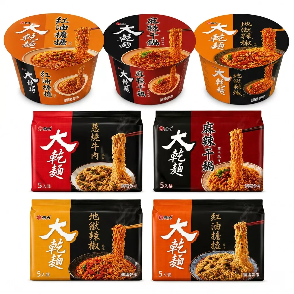 維力 大乾麵 系列 任選 地獄 辣椒/紅油 擔擔/蔥燒 牛肉 5入/袋 碗麵 泡麵