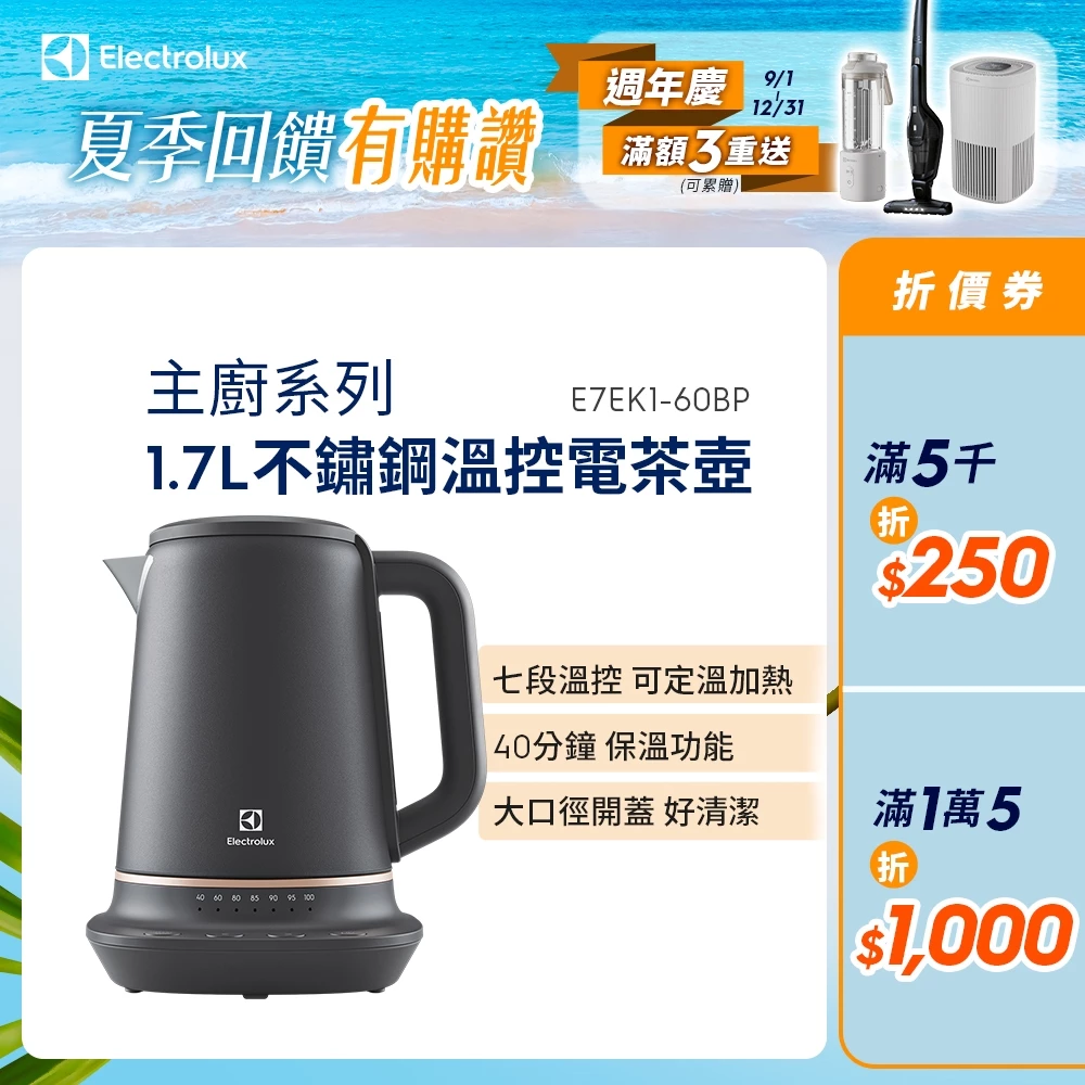 伊萊克斯 E7EK1-60BP 溫控電茶壺