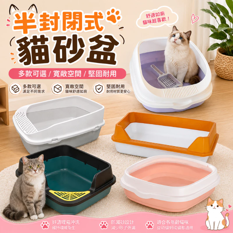 半封閉式加高貓砂盆